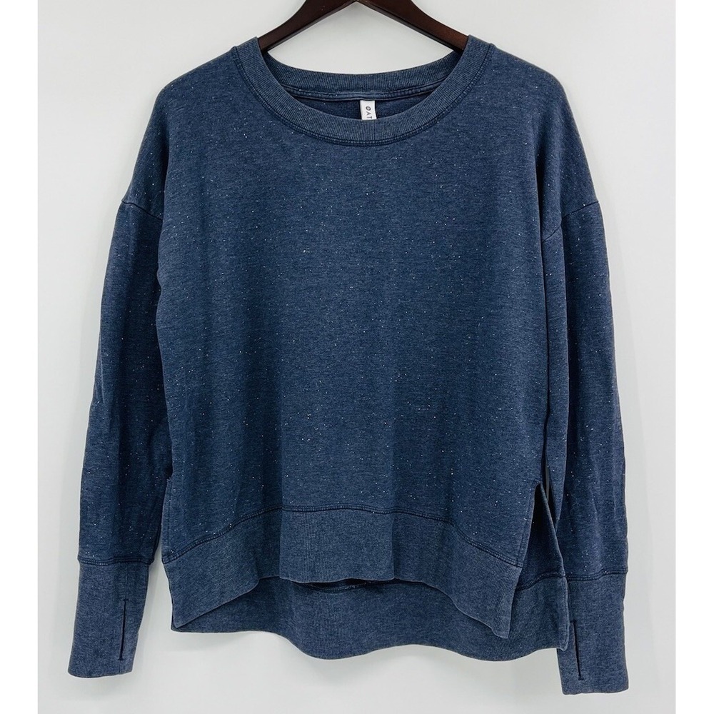 Athleta Balance Pullover Sweatshirt Size Small Blue Long Sleeve Speckled 632179